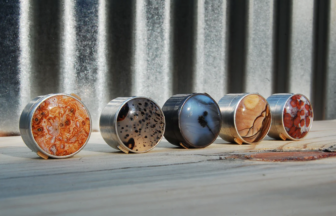 One of a kind, hand made gem top mini stash boxes.