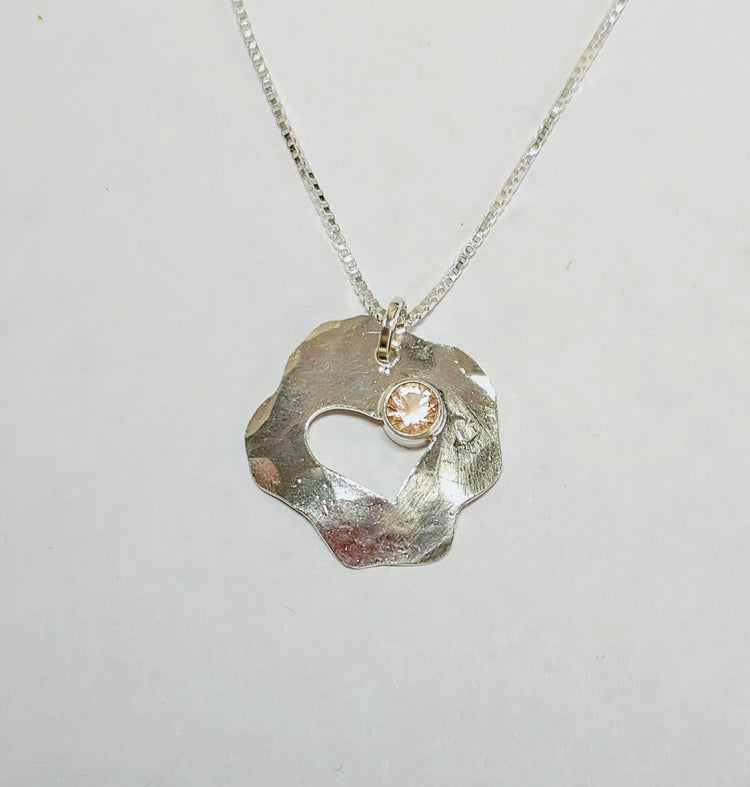 "My Heart" Sunstone Heart Necklace with Peach Oregon Sunstone