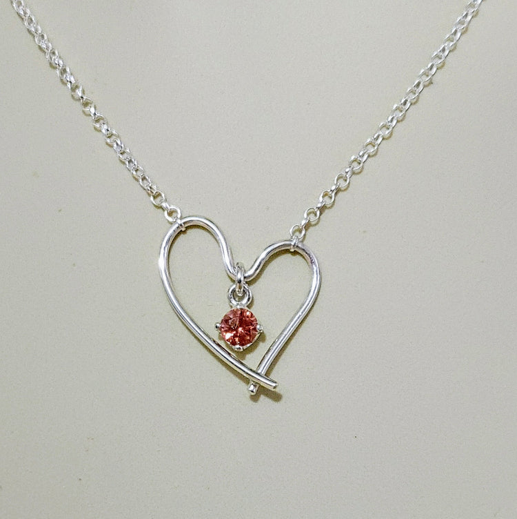 Valentine Heart Necklace with Oregon Sunstone
