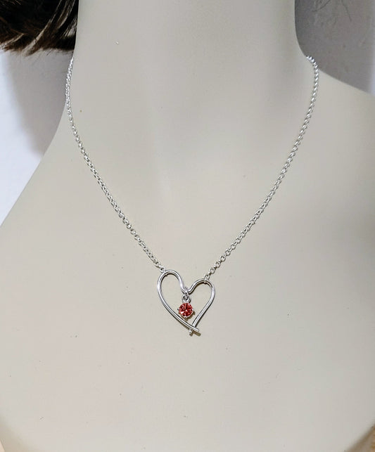 Valentine Heart Necklace with Oregon Sunstone.