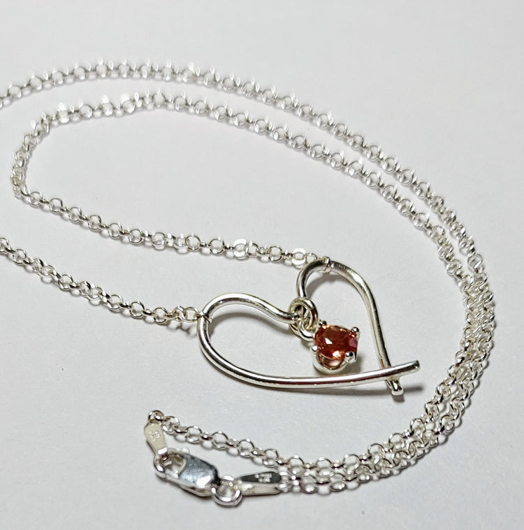 Valentine Heart Necklace with Oregon Sunstone.