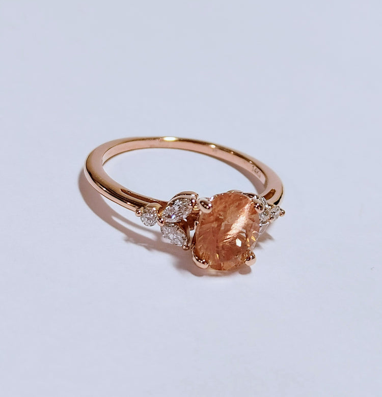 Solid Gold "Mkayla" Sunstone Engagement Ring