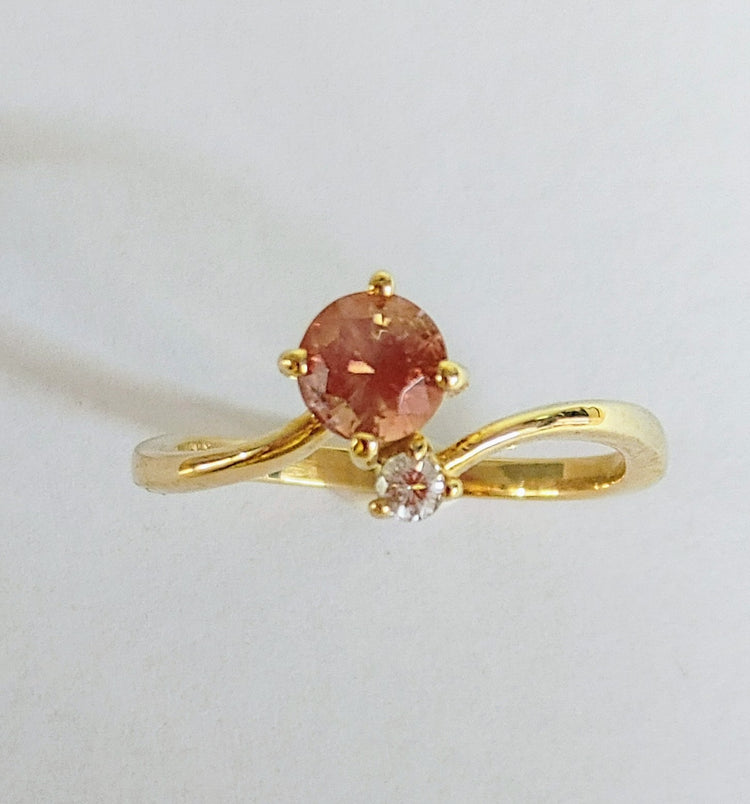 Solid Gold "Dream Weaver" Ring-Oregon Sunstone with diamond accent