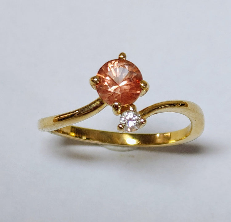 Solid Gold "Dream Weaver" Ring-Oregon Sunstone with diamond accent