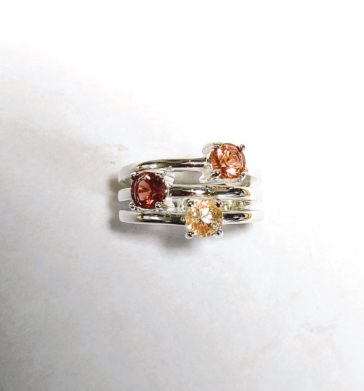 Silver Oregon Sunstone "Rainbow Ring" set with multi colors