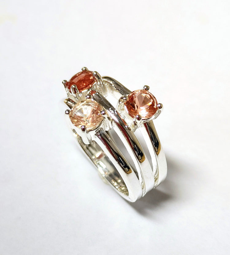 Silver Oregon Sunstone "Rainbow Ring" set with multi colors