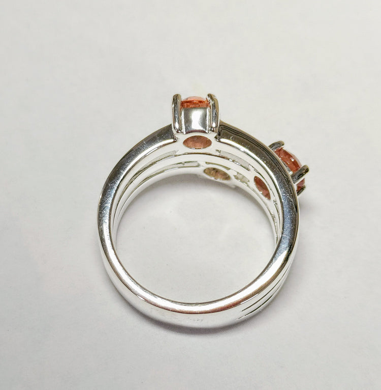 Silver Oregon Sunstone "Rainbow Ring" set with multi colors