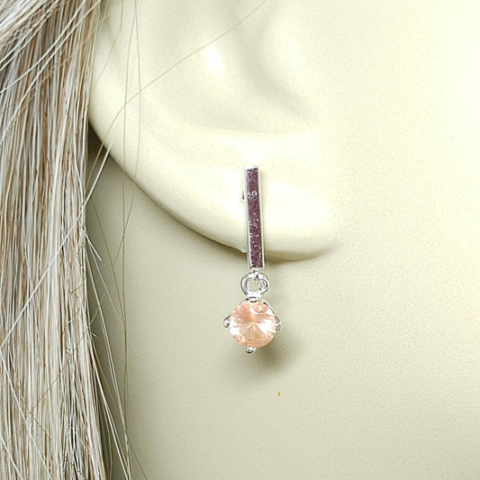 Silver "Sunbeam Earrings" Sunstone Dangle with Post