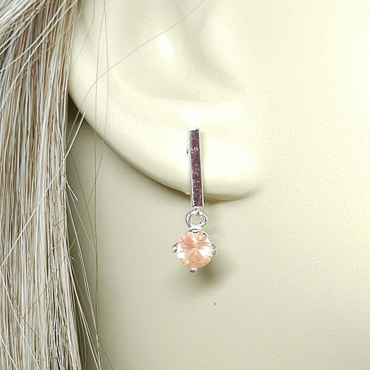Silver "Sunbeam Earrings" Sunstone Dangle with Post