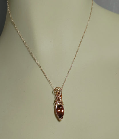 Pear Shaped Sunstone-Rose Gold, Wire Wrap Pendant