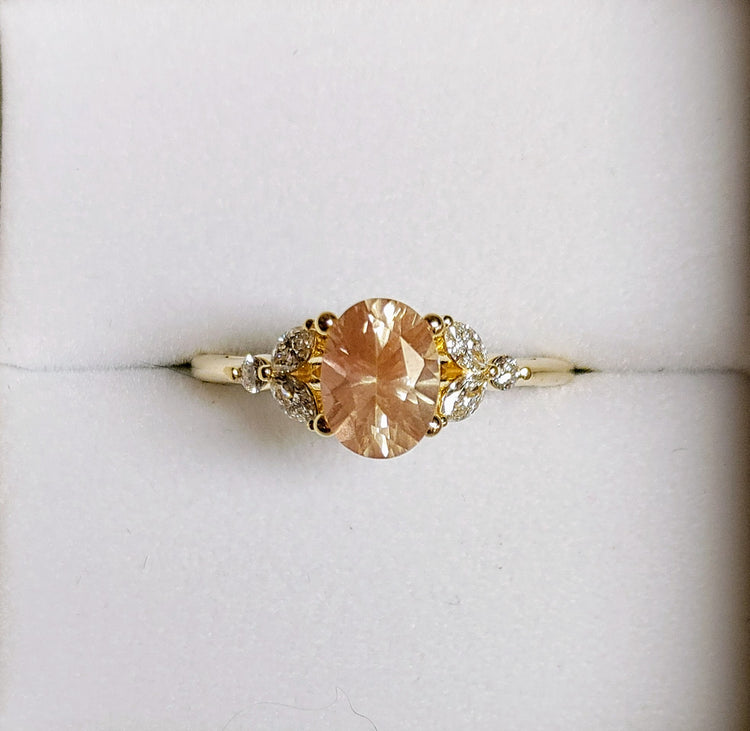 Solid Gold "Mkayla" Sunstone Engagement Ring