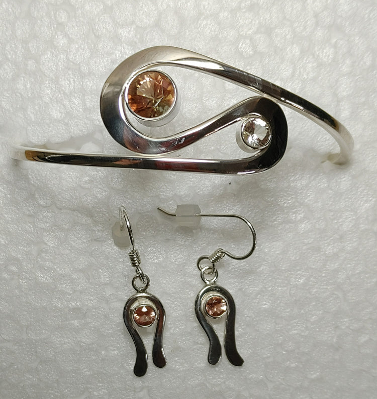 "Ebb & Flow" Double Sunstone Cuff Bracelet