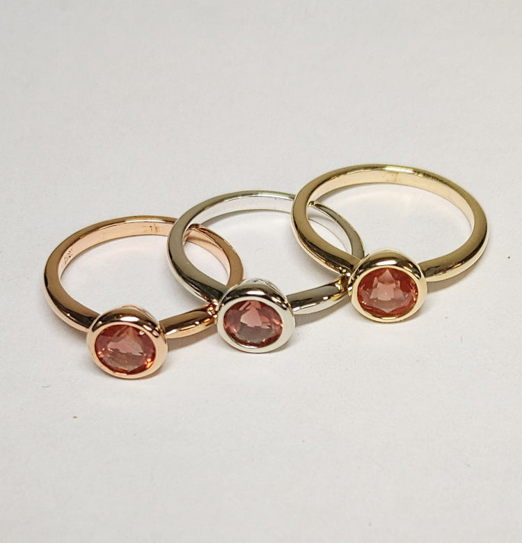 Solid Gold "Everlasting" Sunstone Bezel Ring