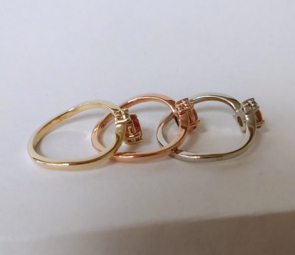 Solid Gold "Dream Weaver" Ring-Oregon Sunstone with diamond accent