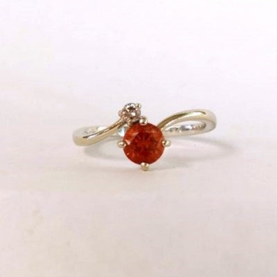 Solid Gold "Dream Weaver" Ring-Oregon Sunstone with diamond accent