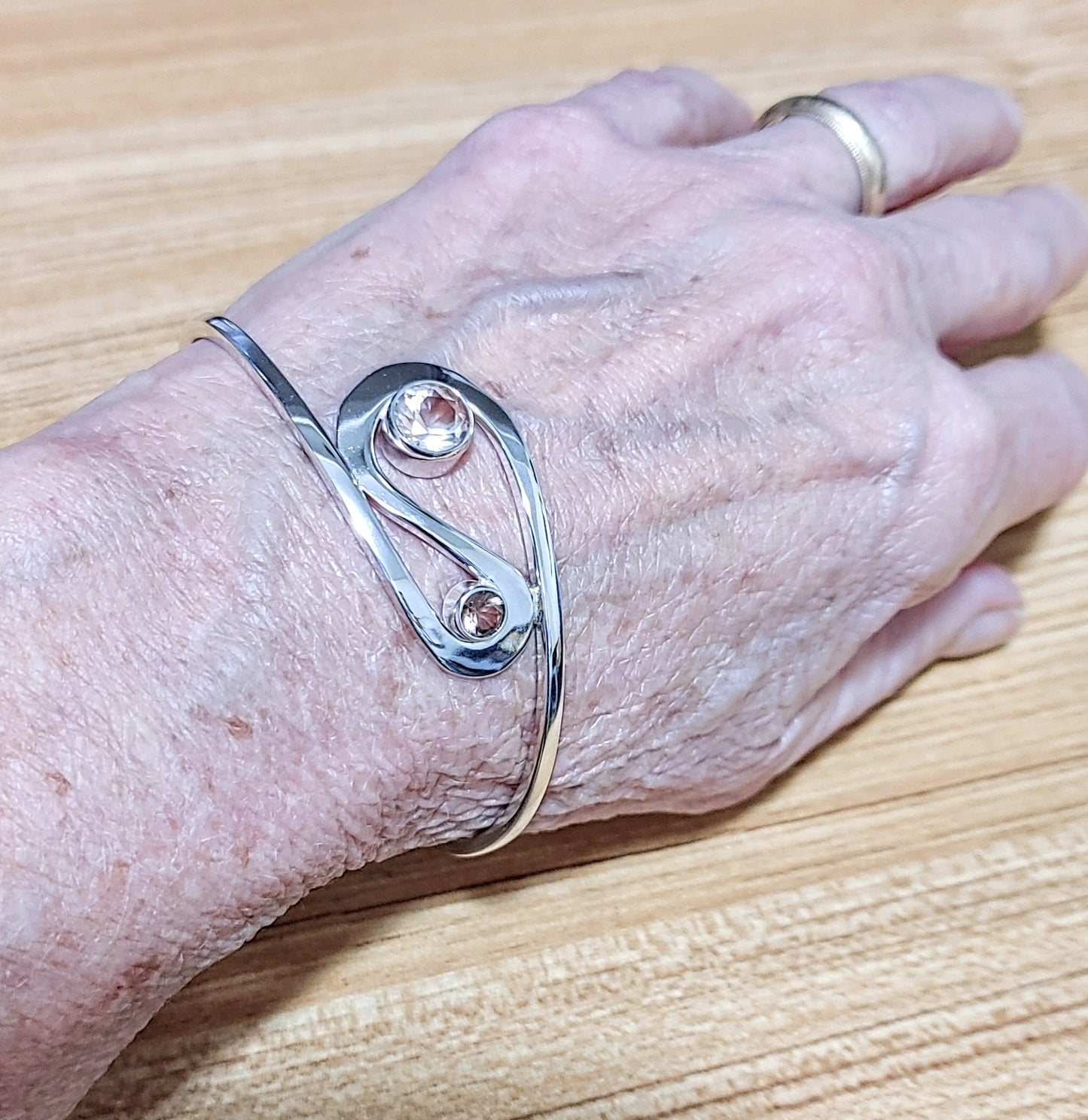 "Ebb & Flow" Double Sunstone Cuff Bracelet