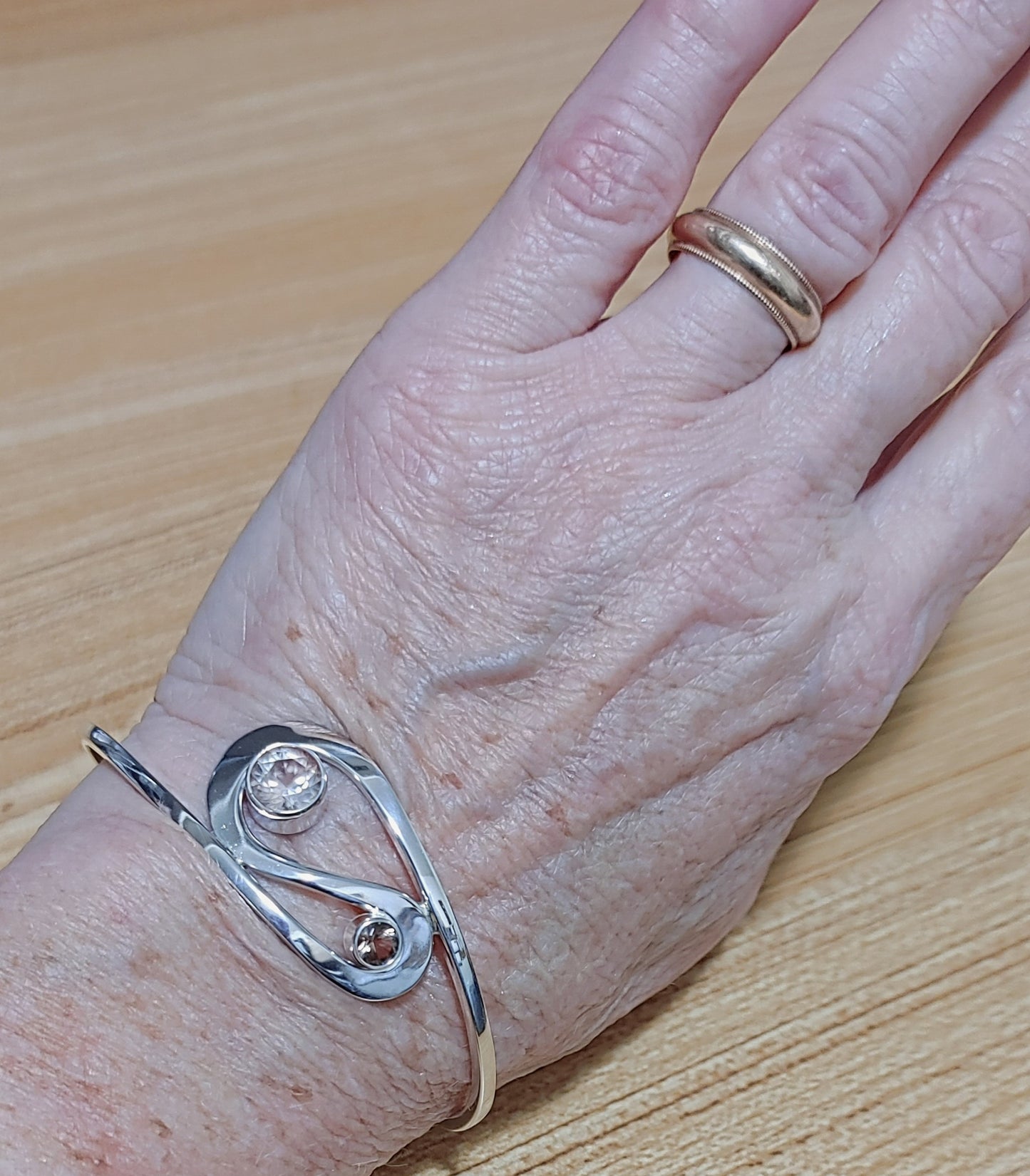 "Ebb & Flow" Double Sunstone Cuff Bracelet