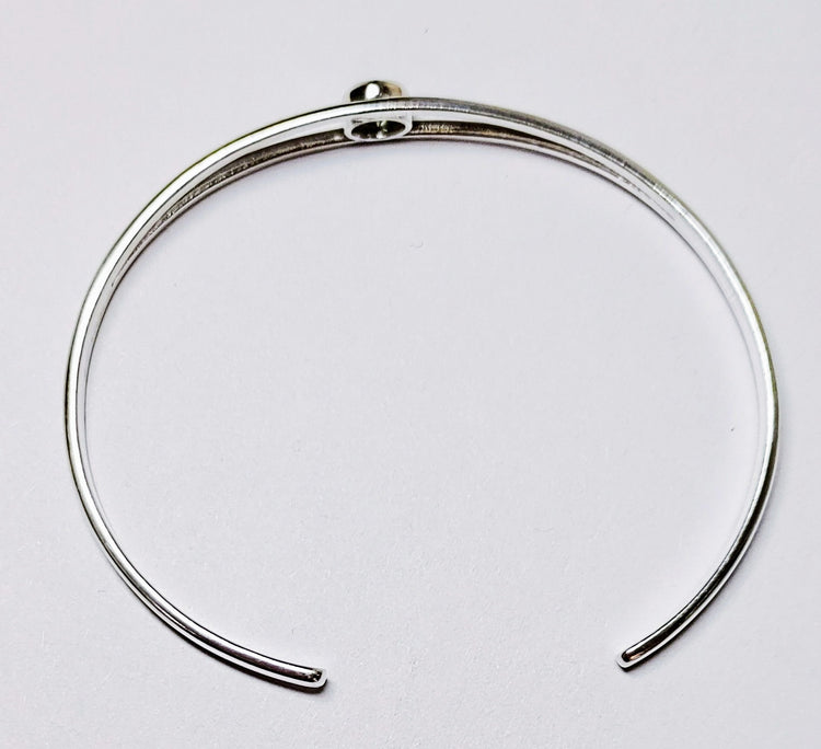 Silver Split Cuff Bracelet with Green Sunstone