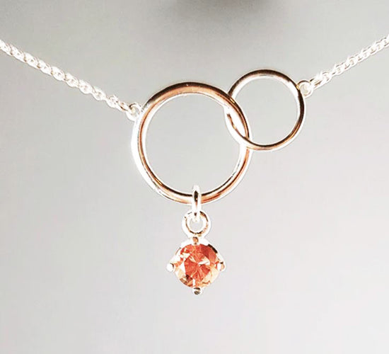 Harmony Necklace-Sterling Silver with Peach Sunstone