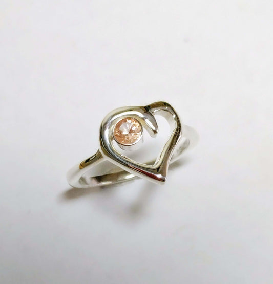 Silver "Romantic Heart Ring" with Oregon Sunstone