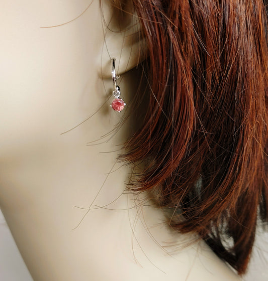 Silver Hoop Earring with Oregon Sunstone dangle