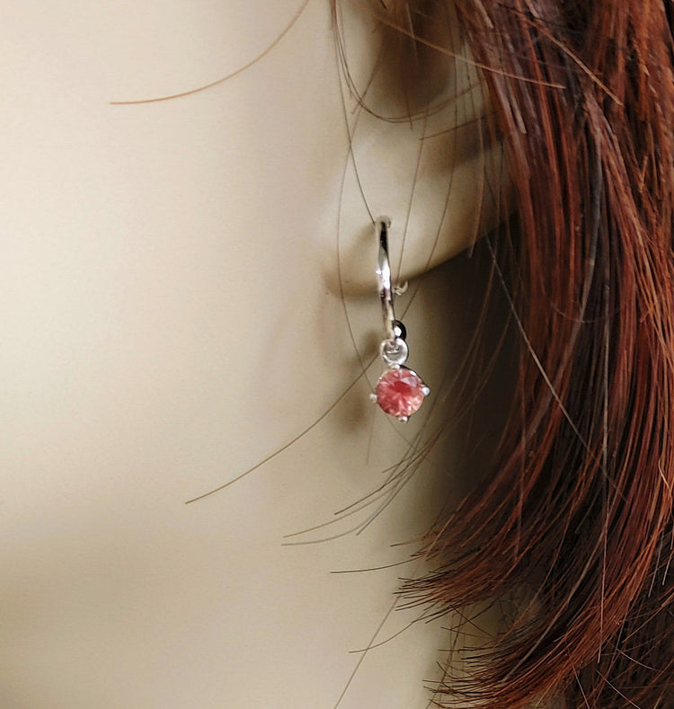 Silver Hoop Earring with Oregon Sunstone dangle