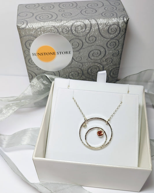 Miss O Necklace set with Oregon Sunstone and diamond