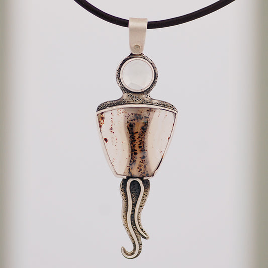 Oregon Sunstone & Spotted Montana Agate Pendant set