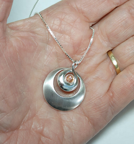 Silver Oregon Sunstone Nested Circle Medallion