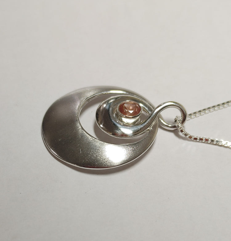 Silver Oregon Sunstone Nested Circle Medallion