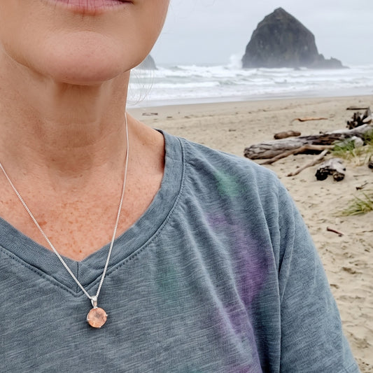 Peach Schiller Oregon Sunstone Necklace | Sterling Silver