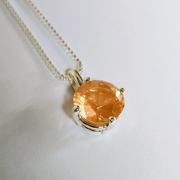 Peach Schiller Oregon Sunstone Necklace | Sterling Silver