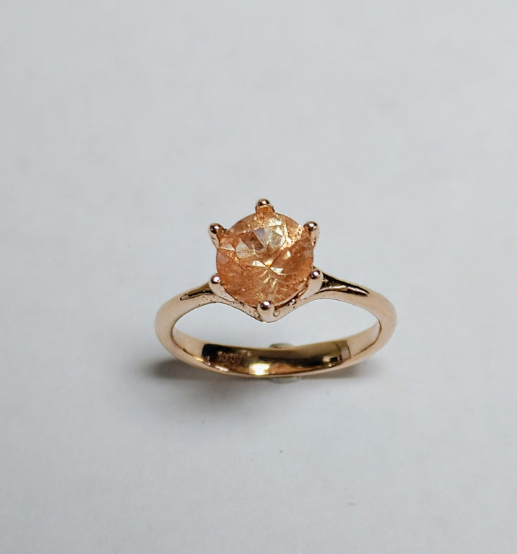 Starburst rose gold ring peach sunstone