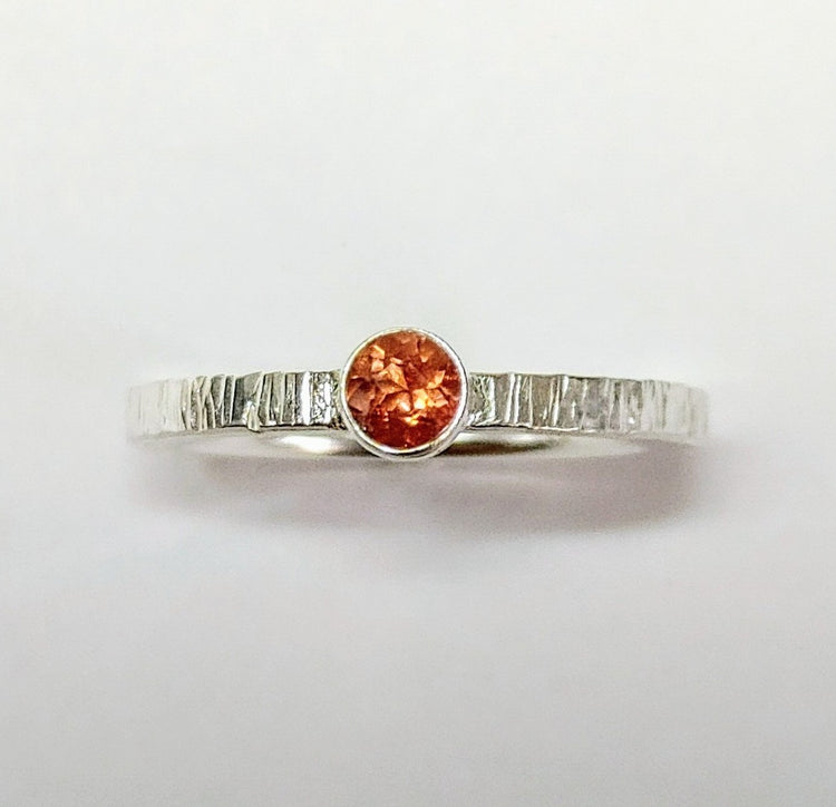 Textured Silver Sunstone Stacking Rings-All New Look!