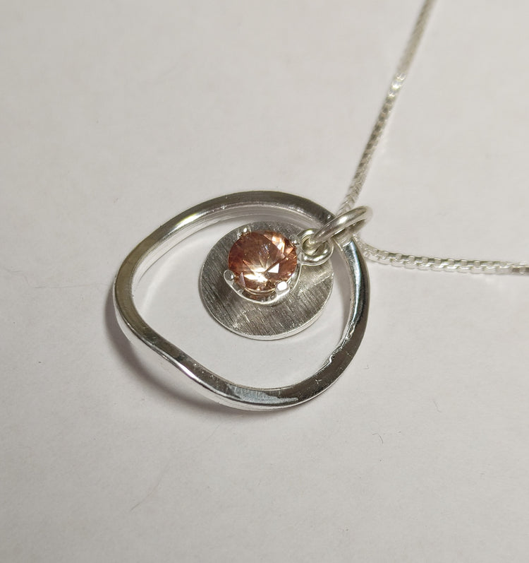 "Sunstar" Necklace with Peach Oregon Sunstone