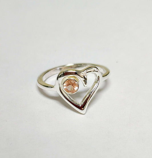 Silver "Romantic Heart Ring" with Oregon Sunstone