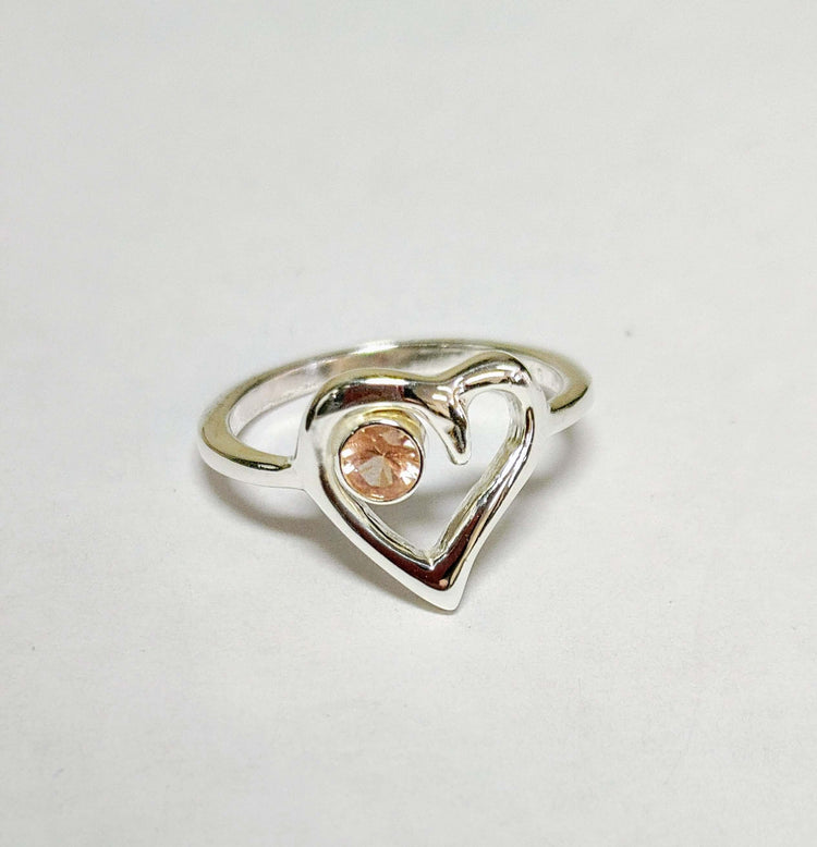 Silver "Romantic Heart Ring" with Oregon Sunstone