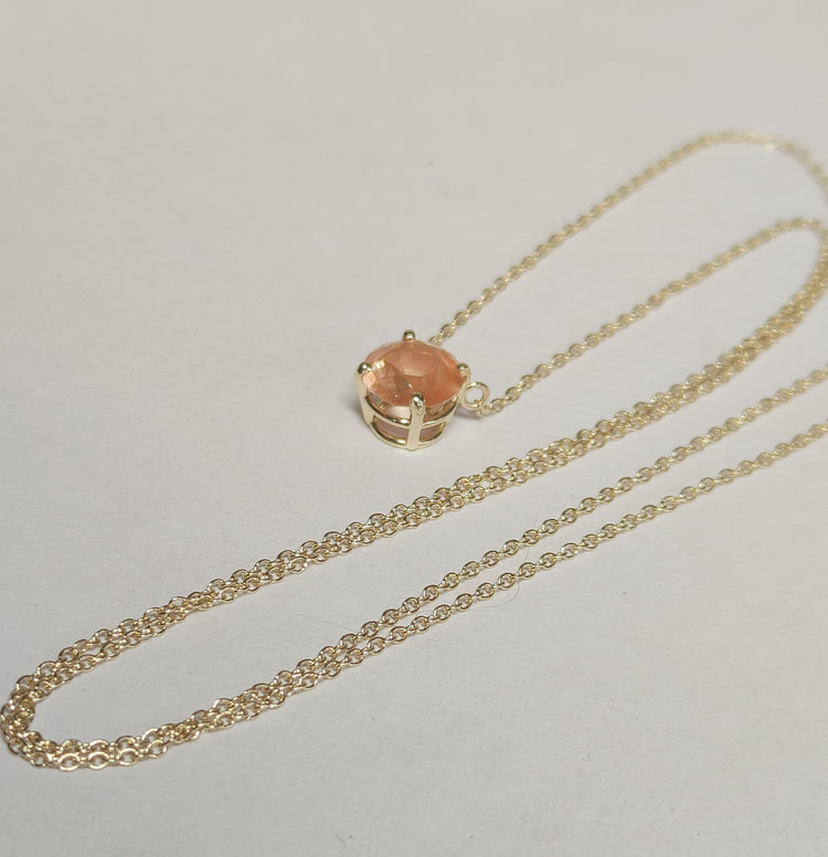 "Sweet & Simple" Solid Gold or Silver Sunstone Necklace