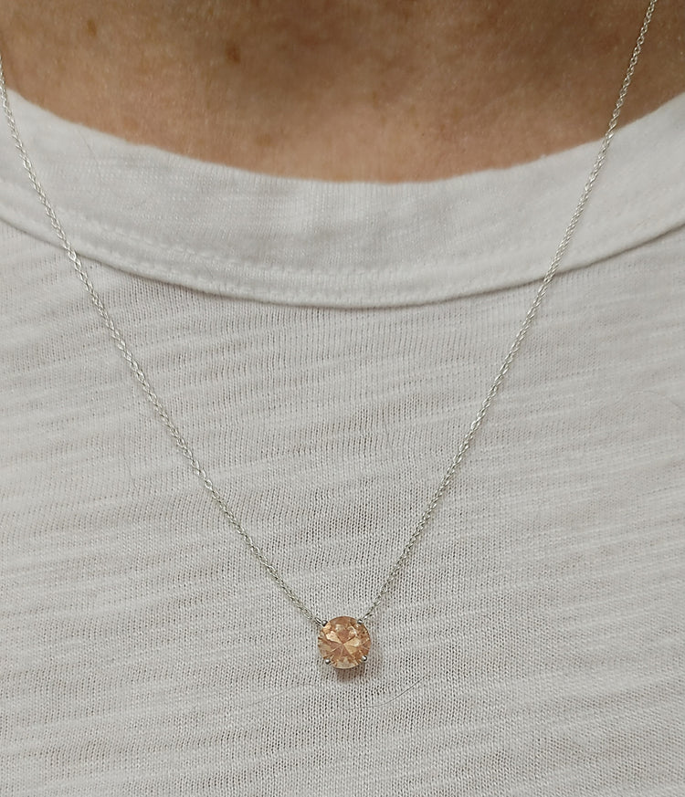 "Sweet & Simple" Solid Gold or Silver Sunstone Necklace