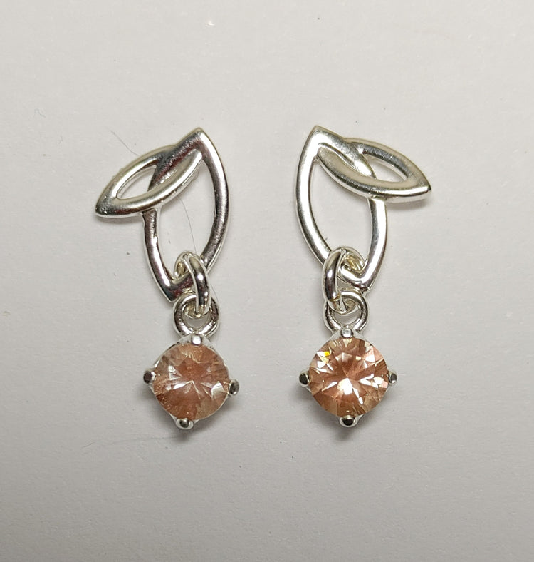 Sterling Silver "Twinleaf" Earring with Oregon Sunstone