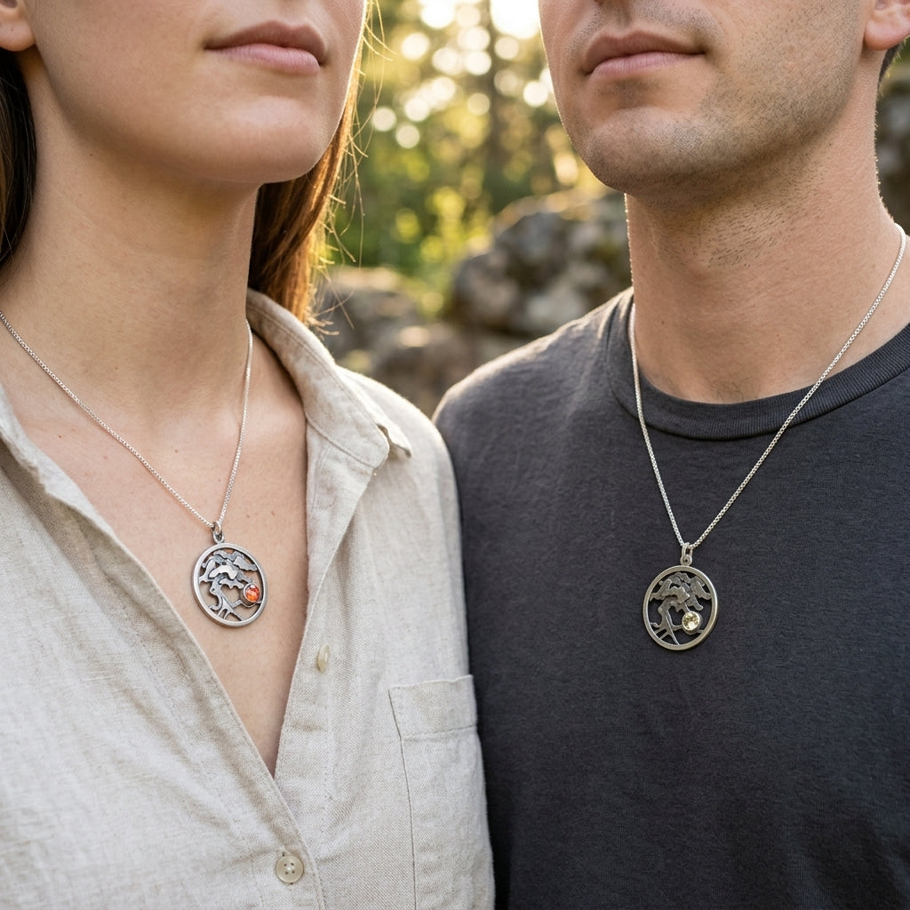 Sterling Silver Tree of Life Medallion with Oregon Sunstone