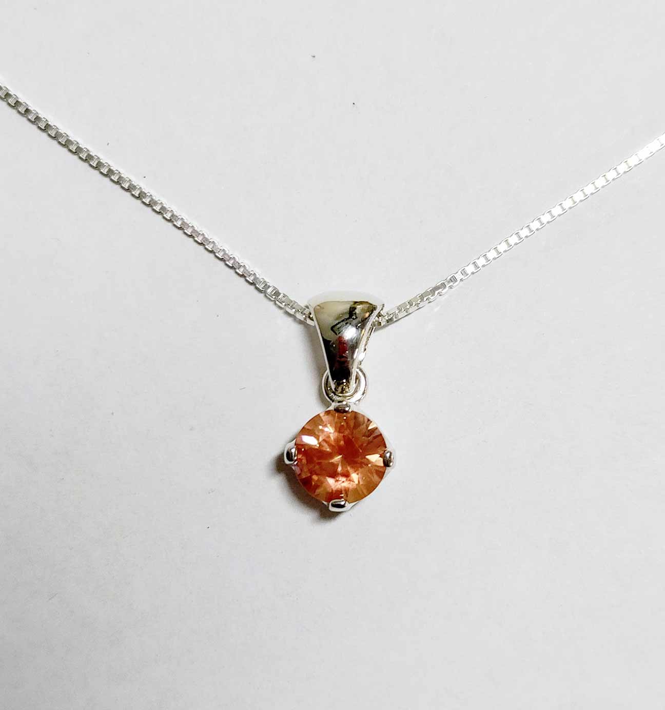 Bold Silver Solitaire Necklace with Peach Schiller Oregon Sunstone –  Sunstone Store