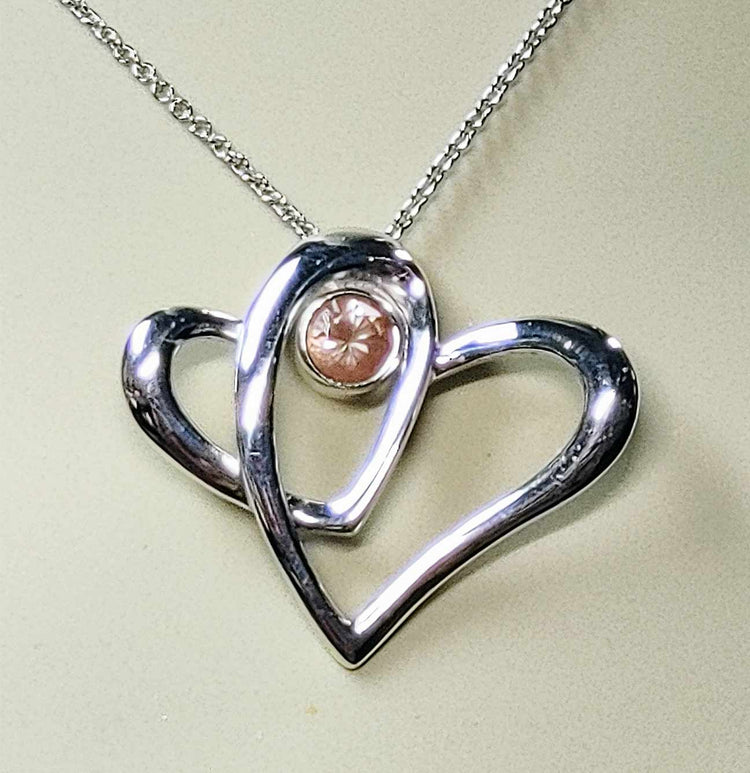 Sterling Silver "Two Hearts as One" Necklace with Oregon Sunstone