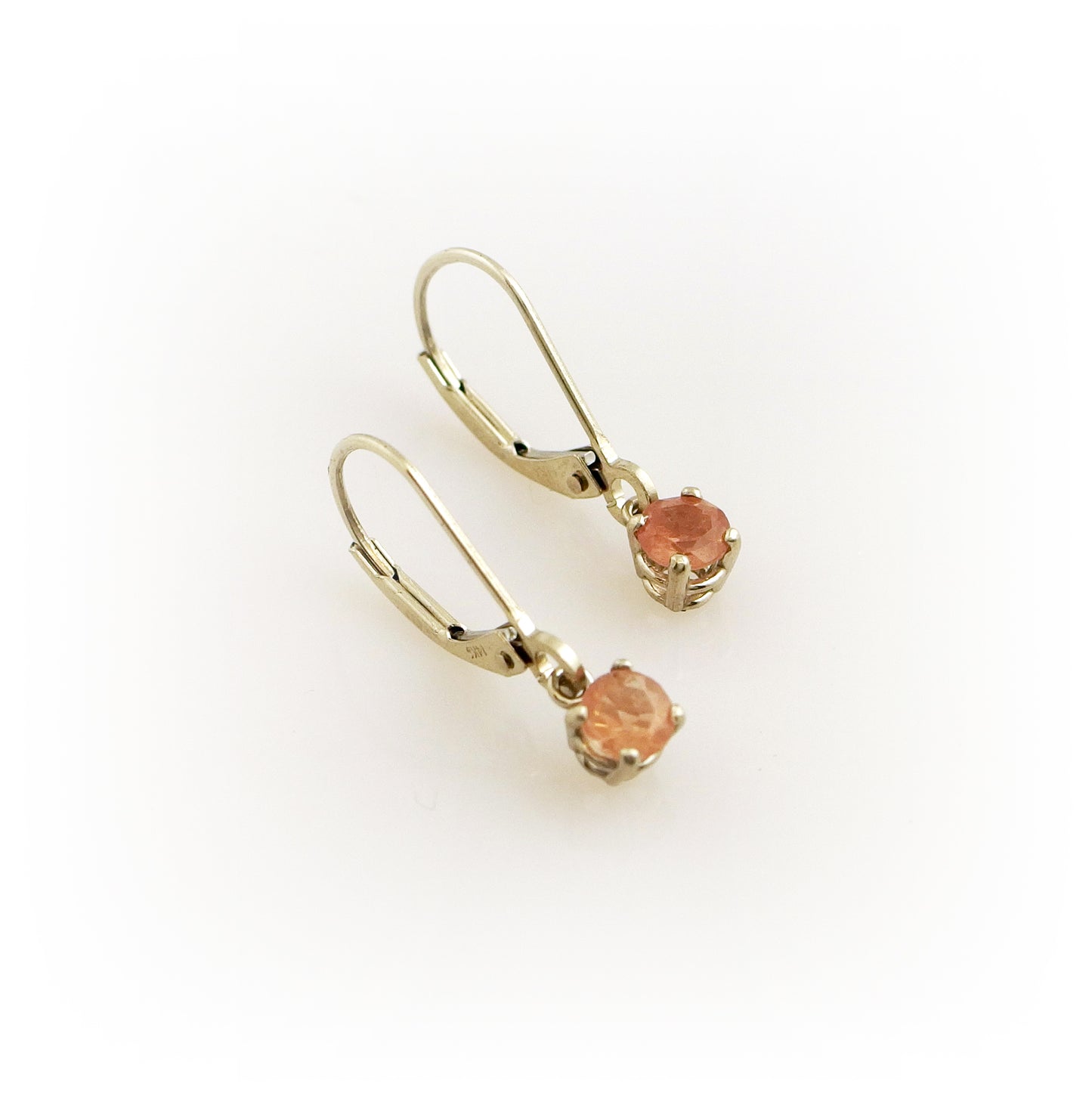 Gold Sunstone Dangle Earrings 6mm