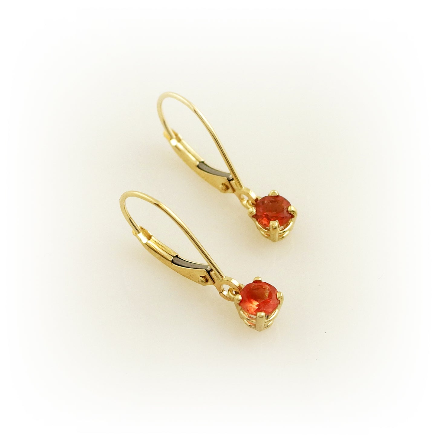 Gold Sunstone Dangle Earrings 6mm