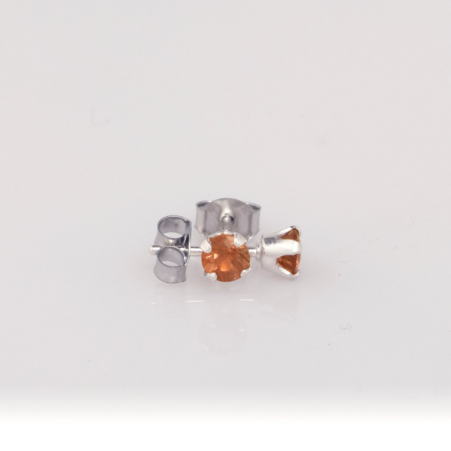 Silver Sunstone Stud Earrings