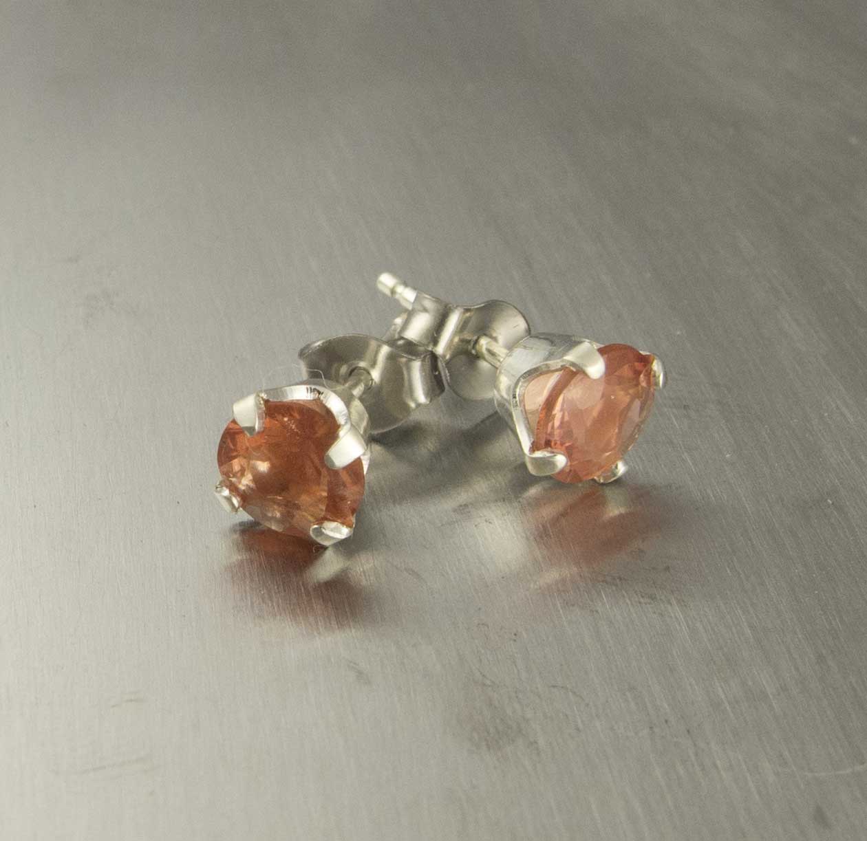 Silver Sunstone Stud Earrings