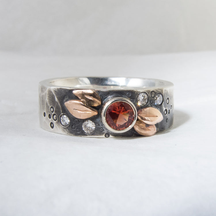 6mm-Botanical Leaf Diamond Ring