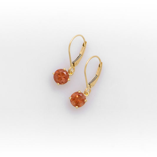 yellow Gold Sunstone Dangle Earrings sunset