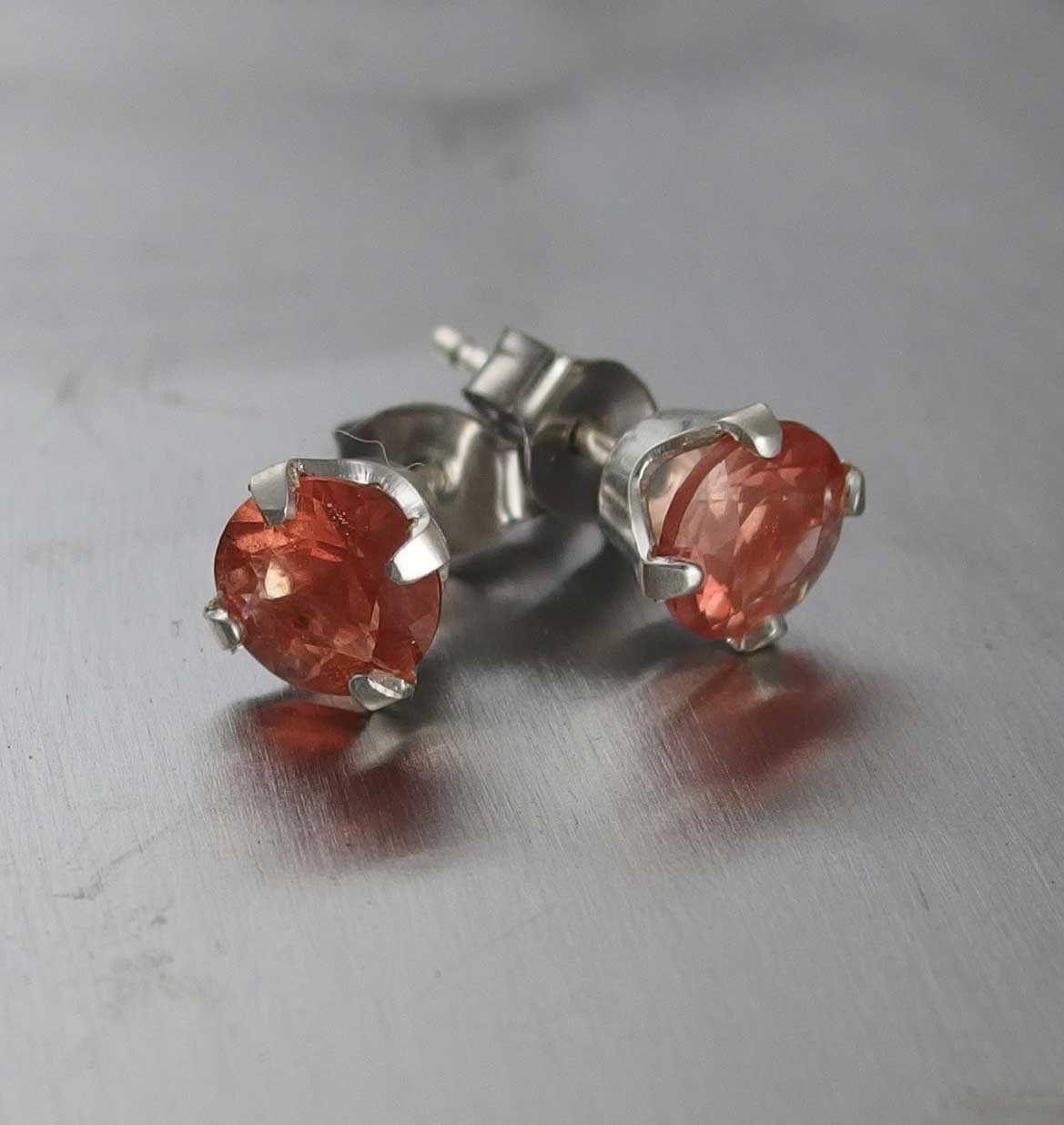 Silver Sunstone Stud Earrings